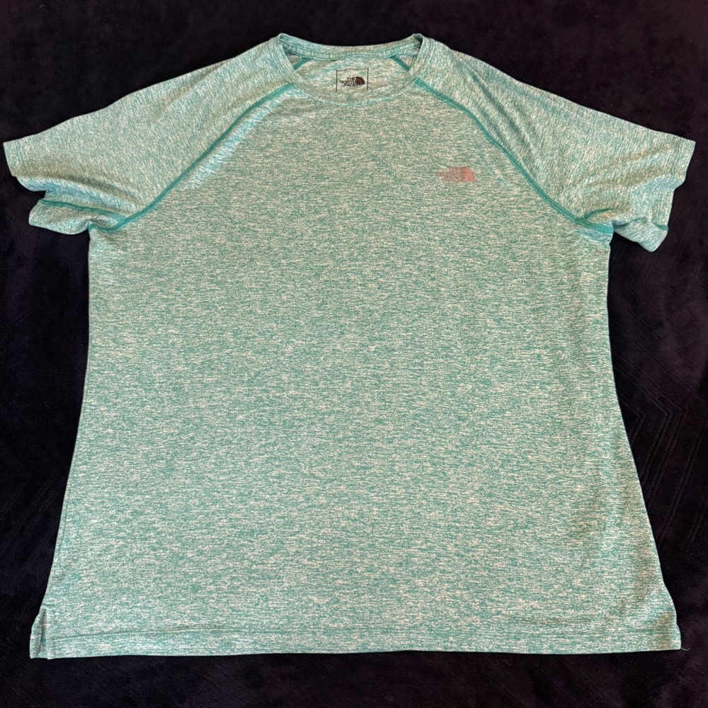 The North Face Mens XL‎ Teal Heathered Short Sleeve Active T-Shirt Raglan Tee